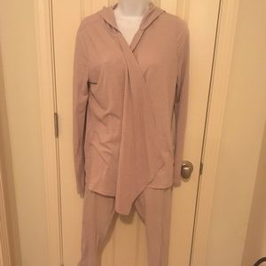 EUC VS SZ M Pale Pink Cotton Cardigan Carpi Set